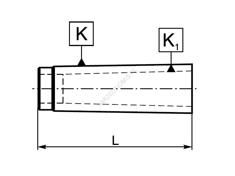 Rysunek techniczny: Tuleja redukcyjna z chw. Morse'a na stożek Morse'a (krótka): T.1770 MS2/MS1 - KOLNO